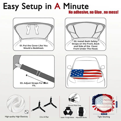🔥 Limited Patriotic Flash Sale — American Car Hood Flag 🇺🇸 No Glue, No Tools, Installs in 1 Minute