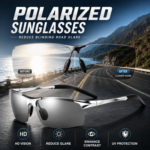 New-Photochromic Polarized Driving Sunglasses – Helps Reduce Glare Day & Night + FREE Glasses Pouch & Cleaning Cloth 🎁