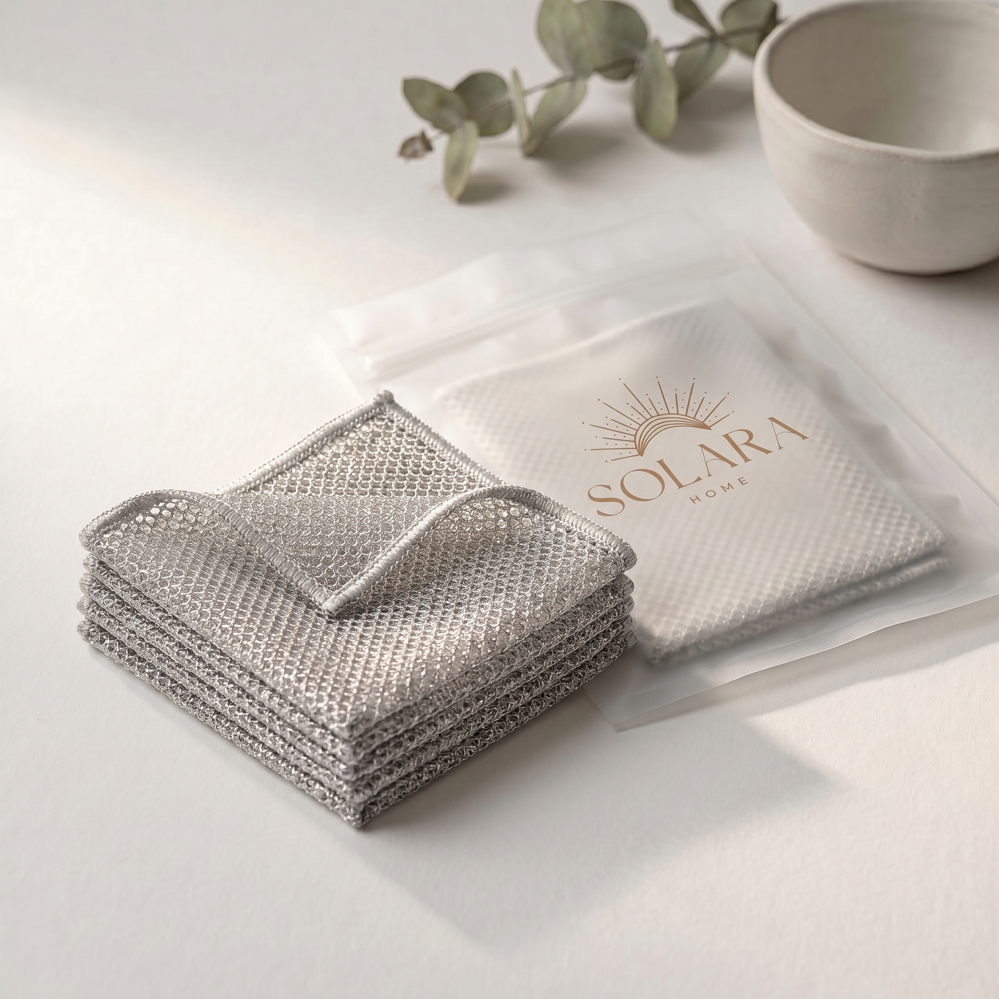 ODALIT Double-Layer Silver Wire Scrub Dishcloth – Tough on Grease, No Sponge Smell