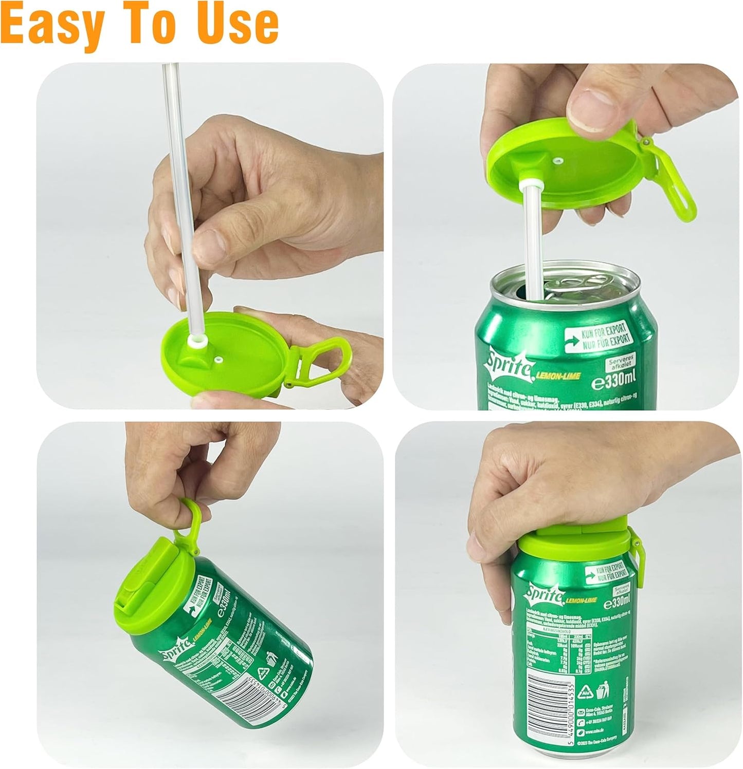 Reusable Soda Can Lids with Straws