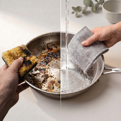 ODALIT Double-Layer Silver Wire Scrub Dishcloth – Tough on Grease, No Sponge Smell