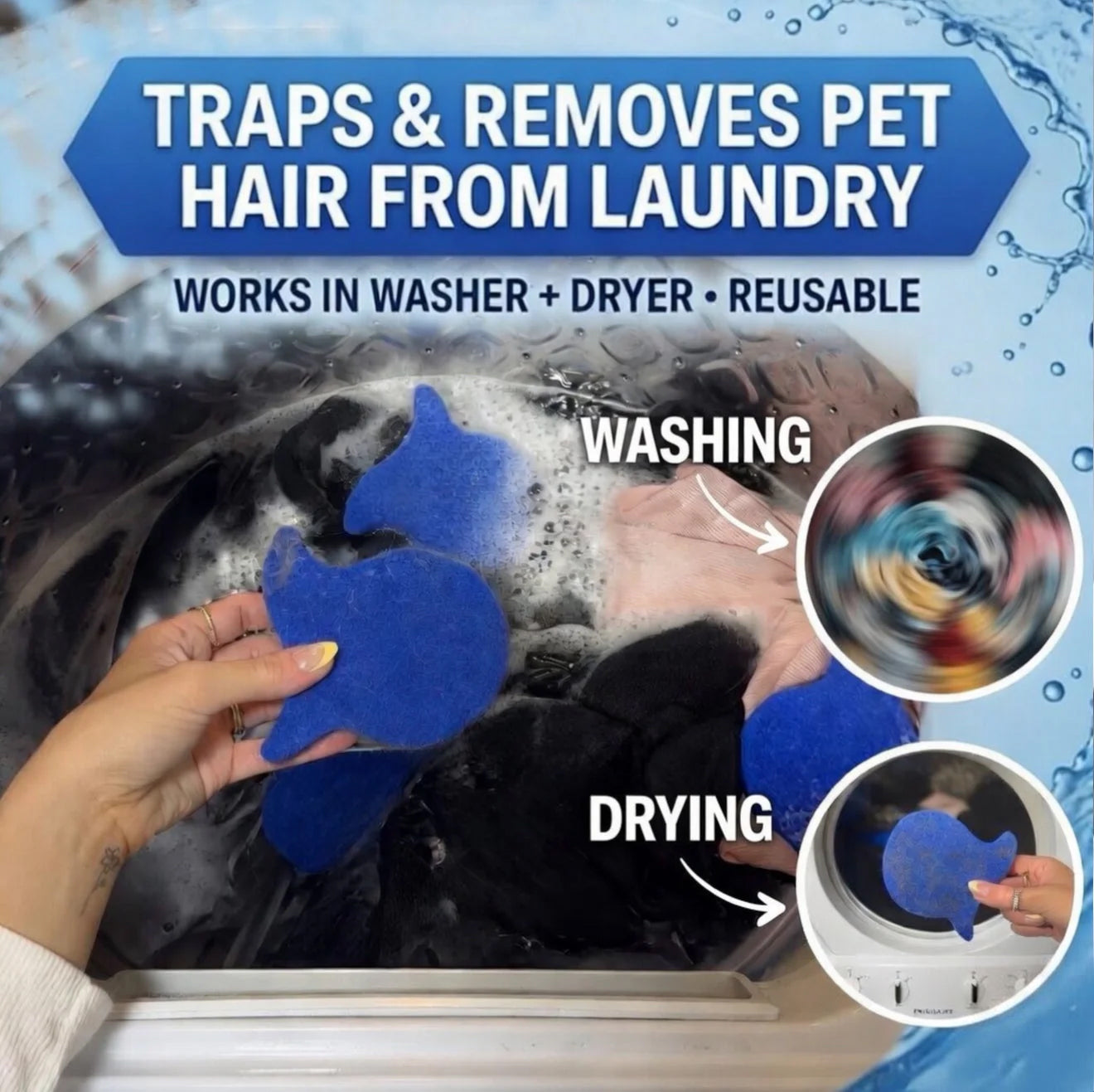 Pet Hair Laundry Catchers – Reusable Fur Removers for Washer & Dryer