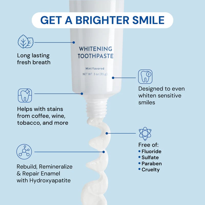 🦷  Fluoride-Free Hydroxyapatite Teeth Whitening Toothpaste with Coconut Oil & Xylitol ❄️