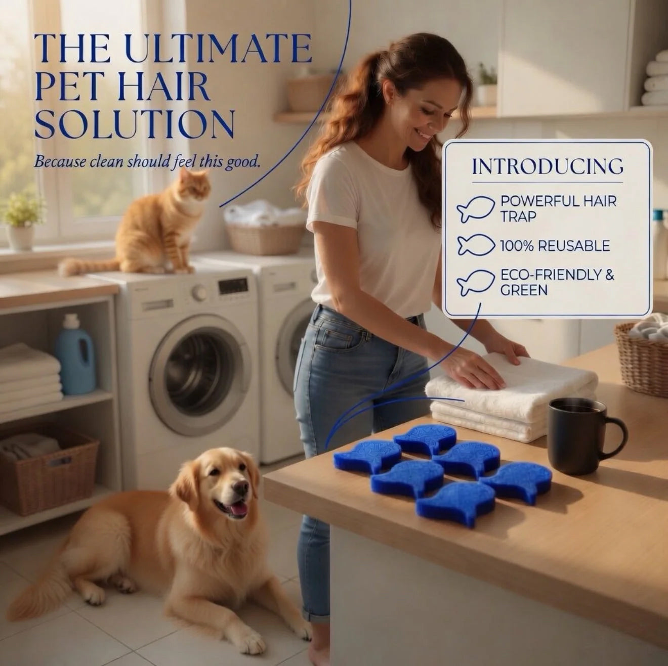 Pet Hair Laundry Catchers – Reusable Fur Removers for Washer & Dryer