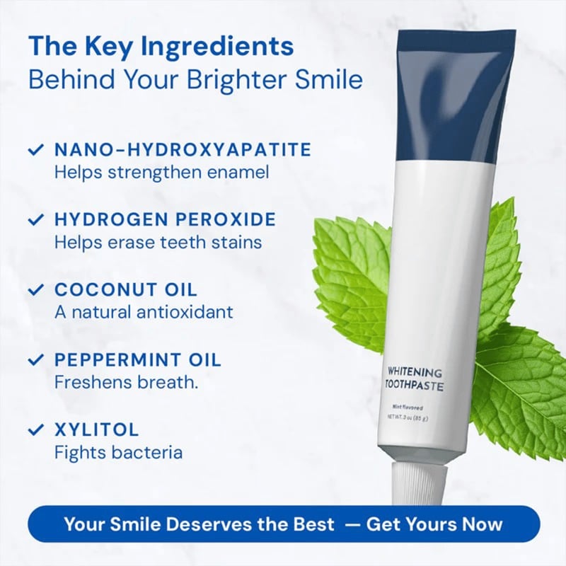 🦷  Fluoride-Free Hydroxyapatite Teeth Whitening Toothpaste with Coconut Oil & Xylitol ❄️