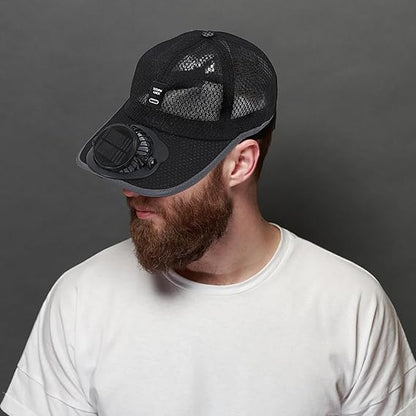 Stay Cool Anywhere with the Solar & USB Fan Cap
