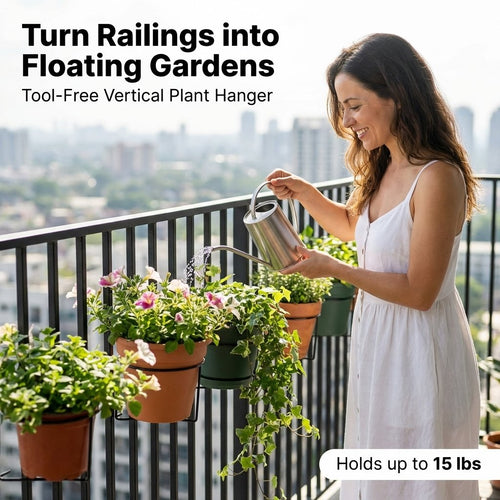 30-Second Install Railing Plant Hanger — No Tools Needed