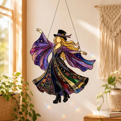 💥 LAST DAY 57% OFF - 💃 Rock Goddess Stevie 🤘 Handmade Stained Glass Spinning Suncatcher