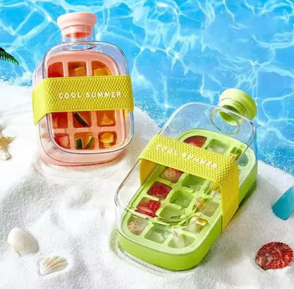 2 In 1 Ice Maker Ice Cube Bottle, Portable Ice Maker Kettle, Ice Mold Cooler Cup, Outdoor Fitness Drink Bottle