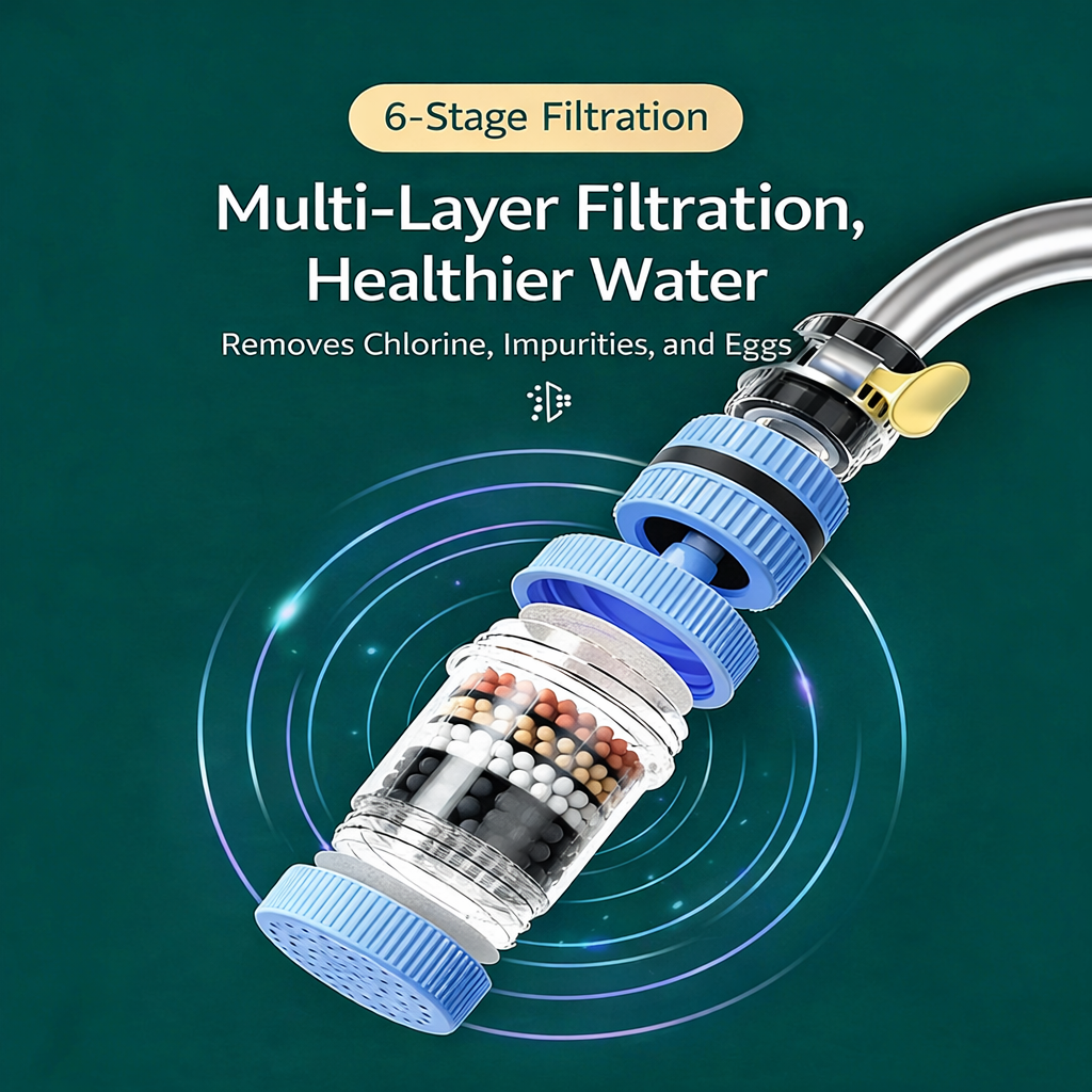 2026 Upgrade 💧 6-Layer Charcoal Faucet Filter for Fresh, Safe Water