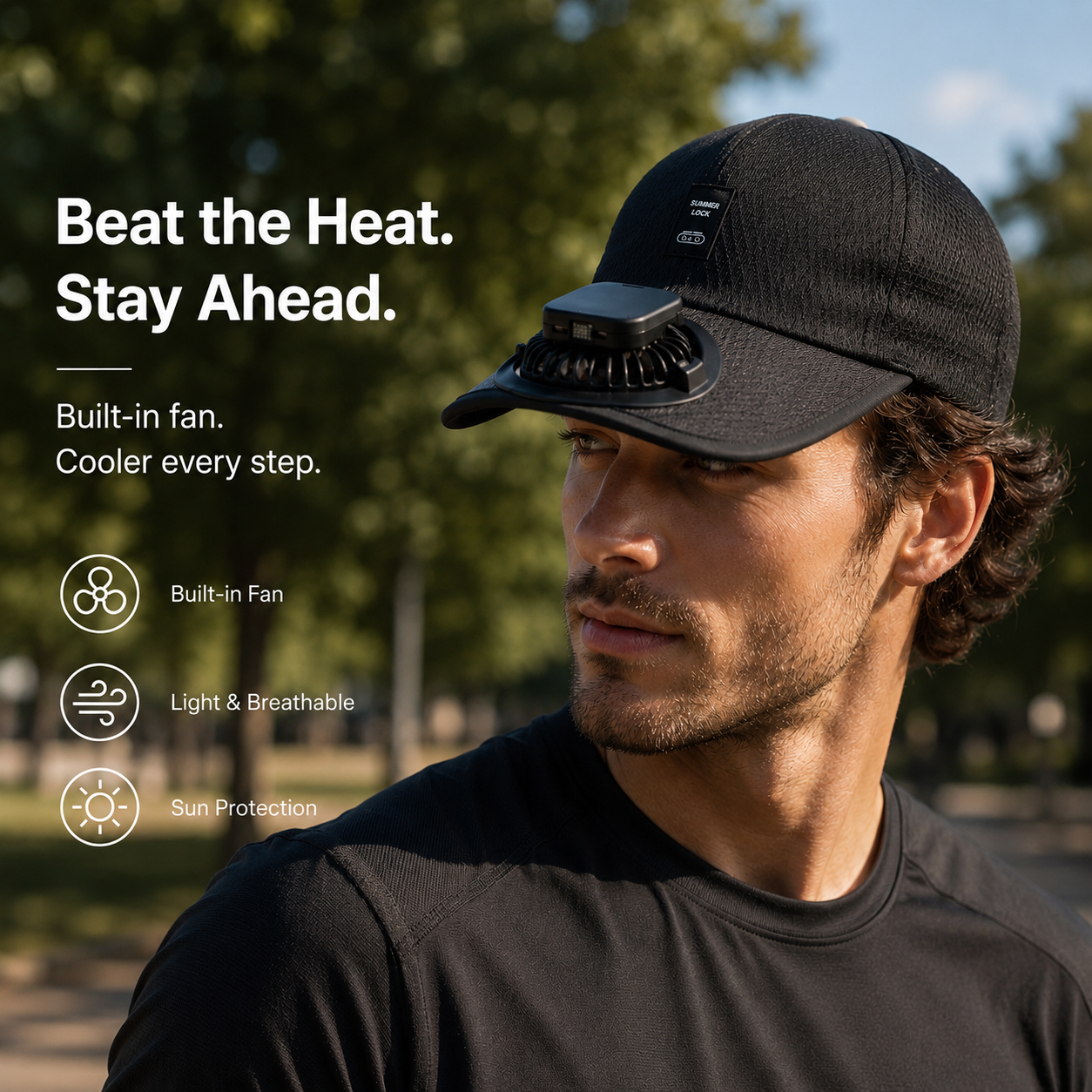 Stay Cool Anywhere with the Solar & USB Fan Cap