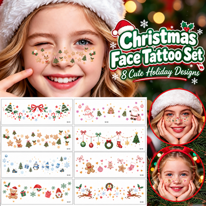 Christmas Face Tattoos – 8 Festive Holiday Designs 🎁 Buy 1, Get 1 FREE Today