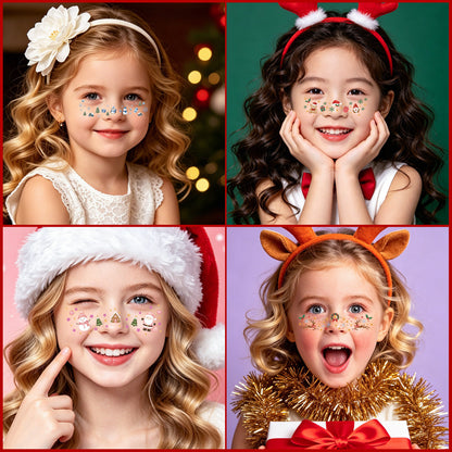Christmas Face Tattoos – 8 Festive Holiday Designs 🎁 Buy 1, Get 1 FREE Today