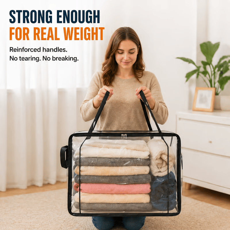 🎁 Last Day Sale 49% OFF📦Large Heavy-Duty Thick Plastic Clear Storage Bag for Clothes, Moving & Storage