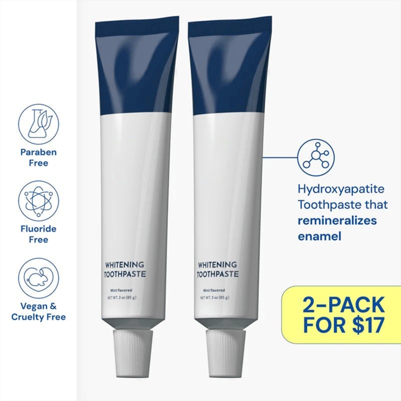 🦷  Fluoride-Free Hydroxyapatite Teeth Whitening Toothpaste with Coconut Oil & Xylitol ❄️