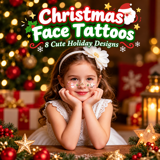 Christmas Face Tattoos – 8 Festive Holiday Designs 🎁 Buy 1, Get 1 FREE Today