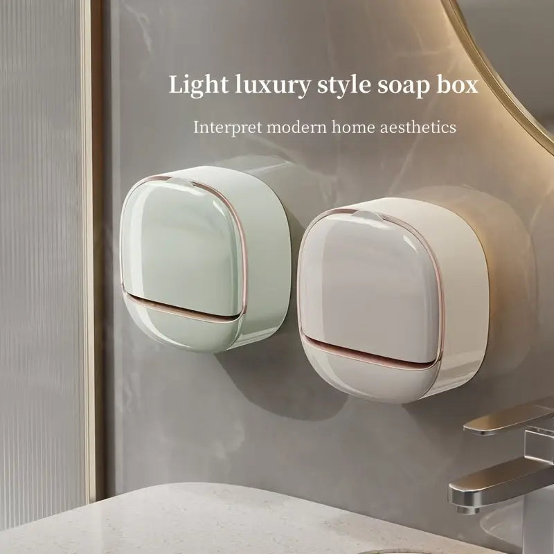 Luxury Soap Holder with Drain Tray, Waterproof Soap Dish Holder, Keep Soap Bars Dry