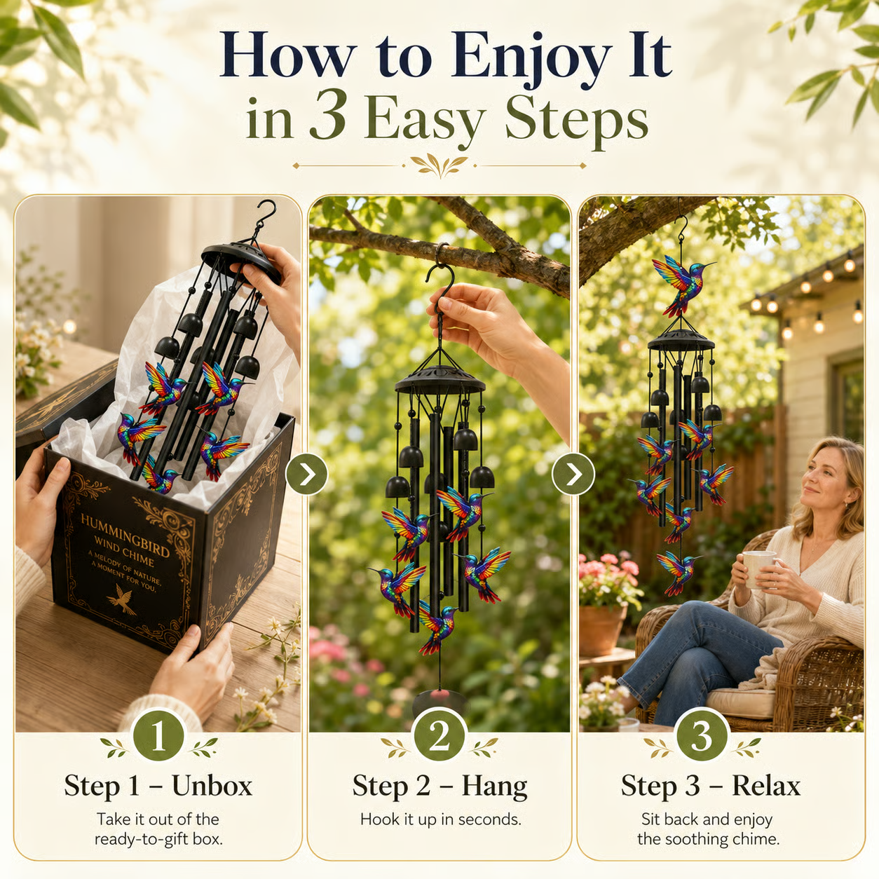 🎁 Vintage Wind Chime 36" – Gift for Garden & Home