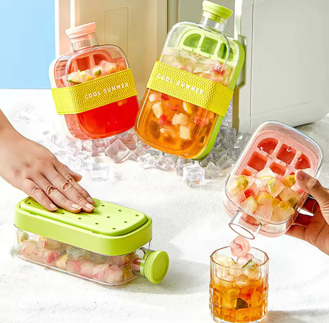 2 In 1 Ice Maker Ice Cube Bottle, Portable Ice Maker Kettle, Ice Mold Cooler Cup, Outdoor Fitness Drink Bottle